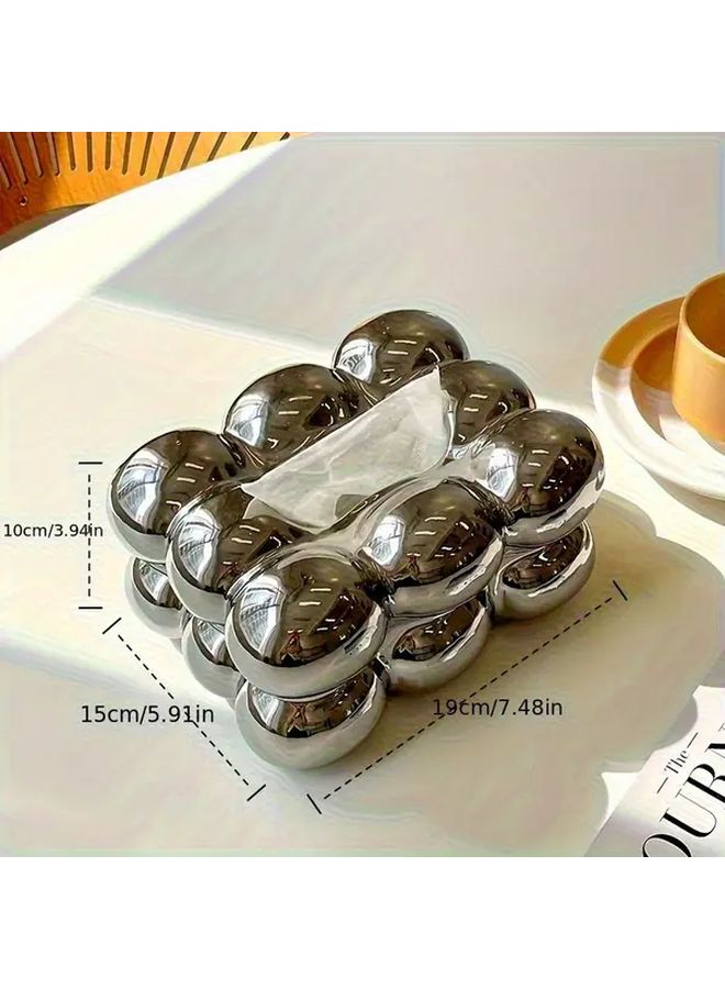 Shiny Silvery Chicken Egg Ball Ceramic Tissue Box For Home Living Room Restaurant - Image 3
